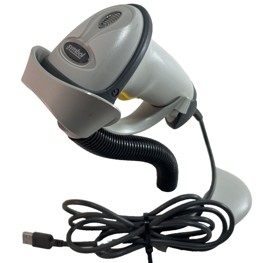 Symbol Motorola LS2208-SR20007 1D Laser‎ Barcode POS USB Scanner & Stand White
